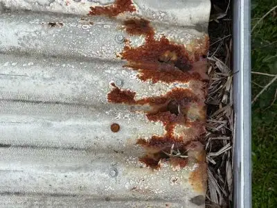 Rusty roof requiring restoration