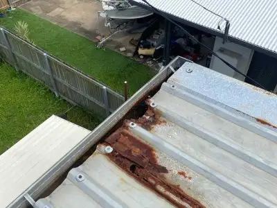 Roof rust damage needing repair